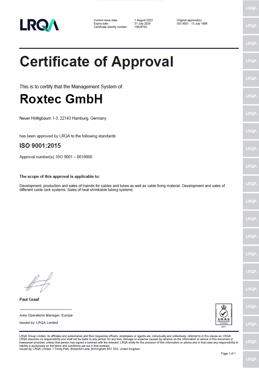 ISO 9001 证书 Roxtec GmbH