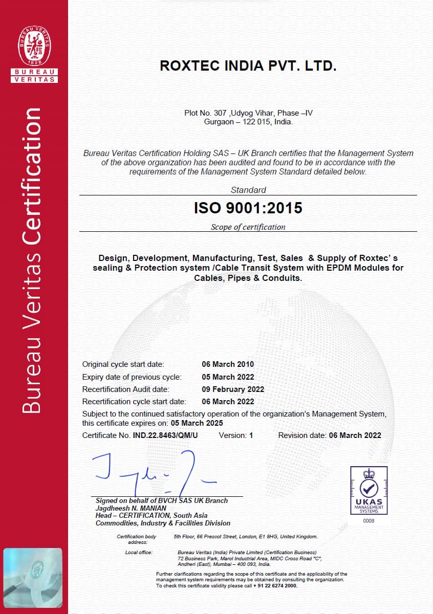 ISO 9001 证书 Roxtec India PVT LTD