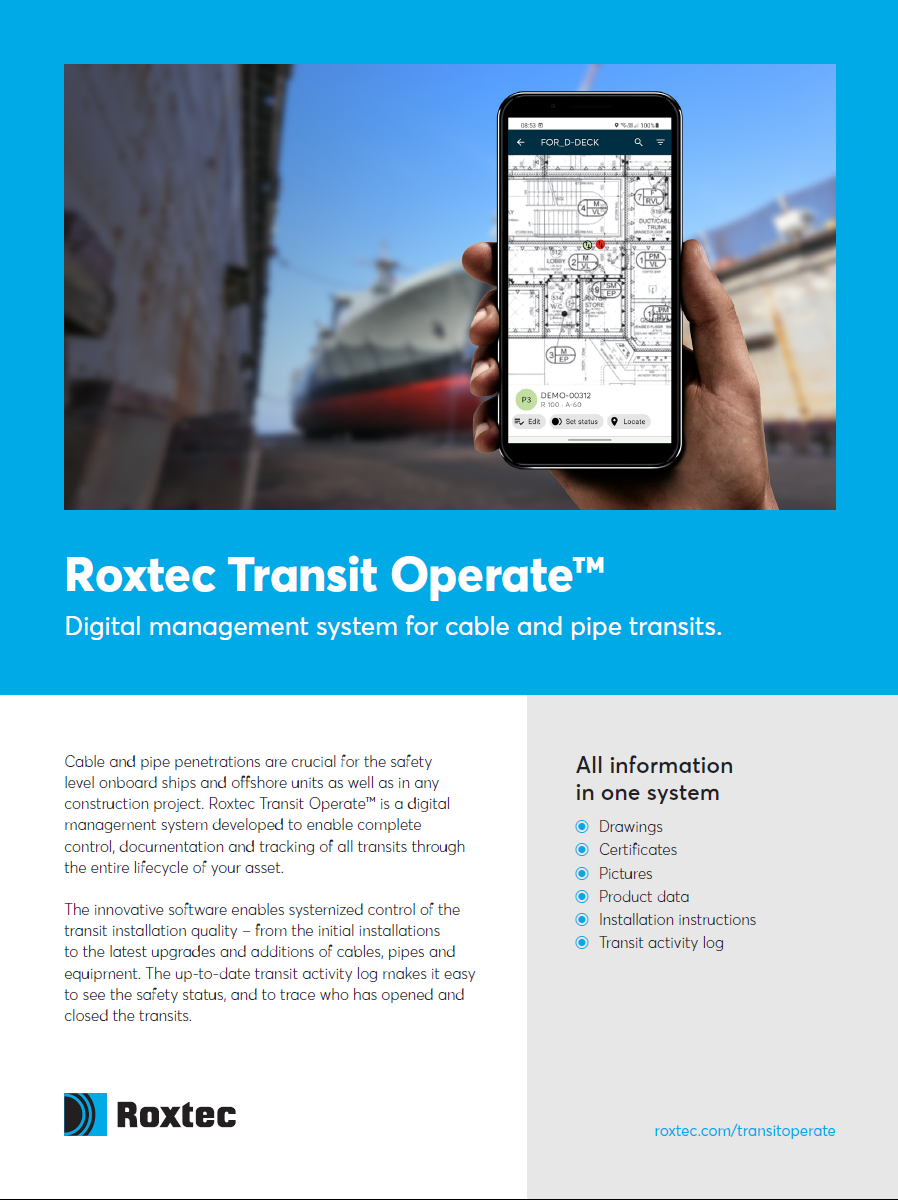 Roxtec Transit Operate™ - 数字化管理系统