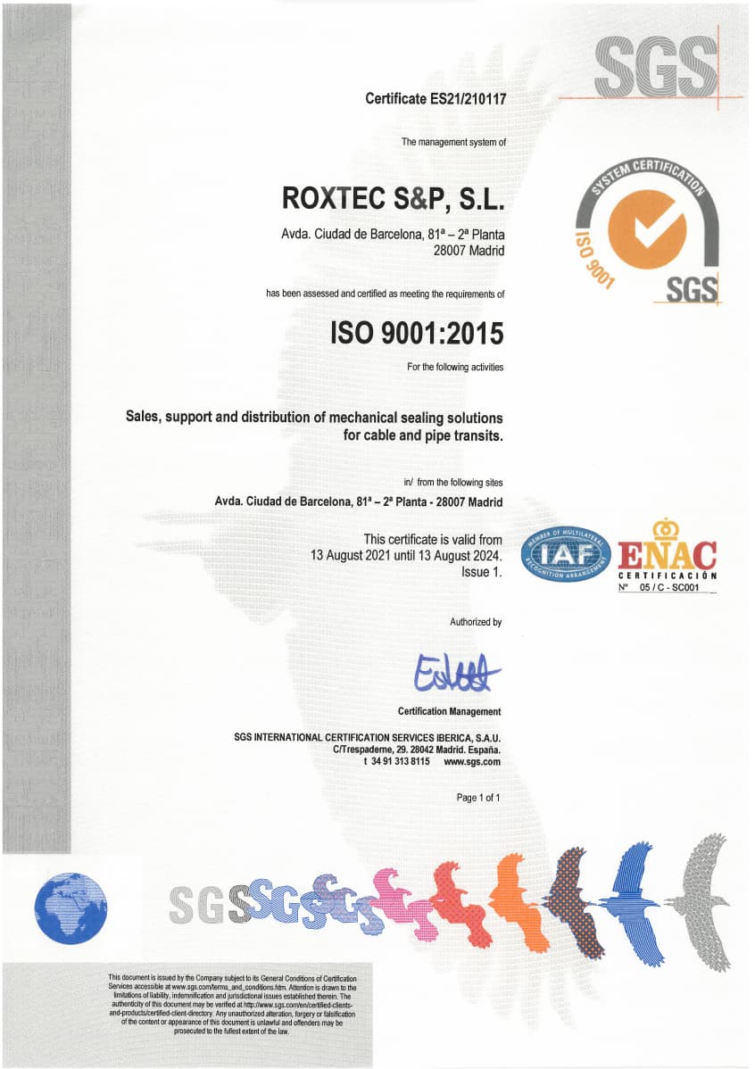 ISO 9001 证书 Roxtec SP SL