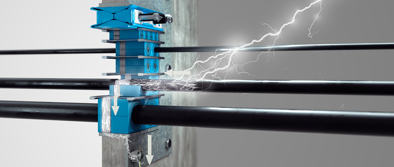 用于接地的 Roxtec 密封系统