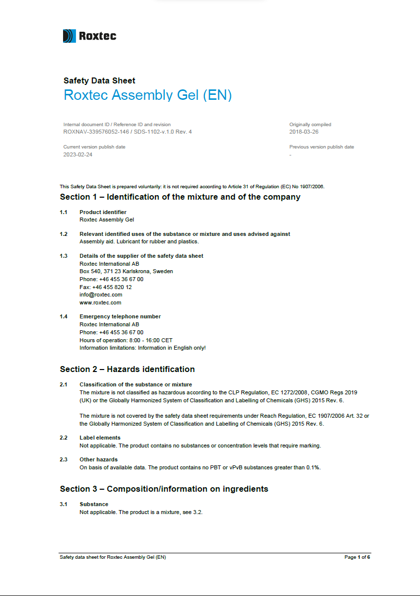 Roxtec Assembly Gel (CN)