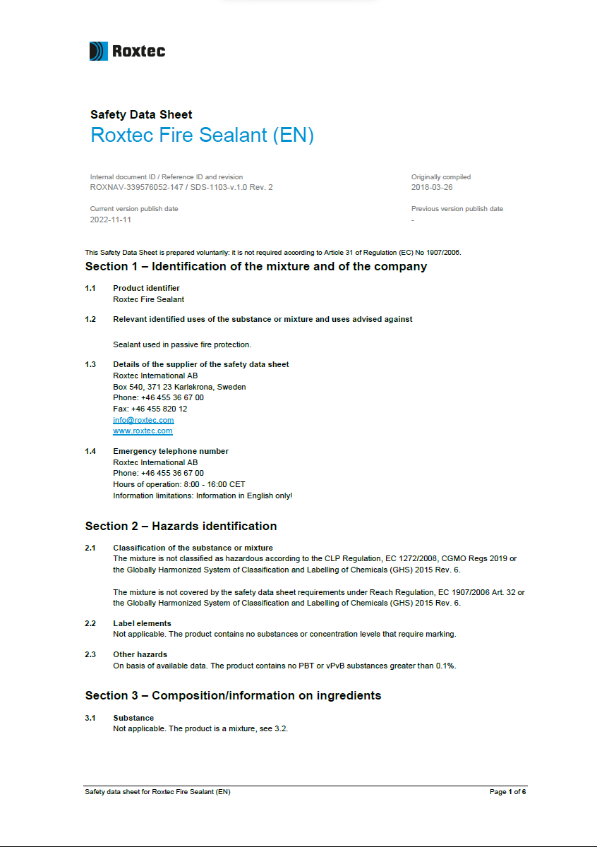 Roxtec Fire Sealant (CN)