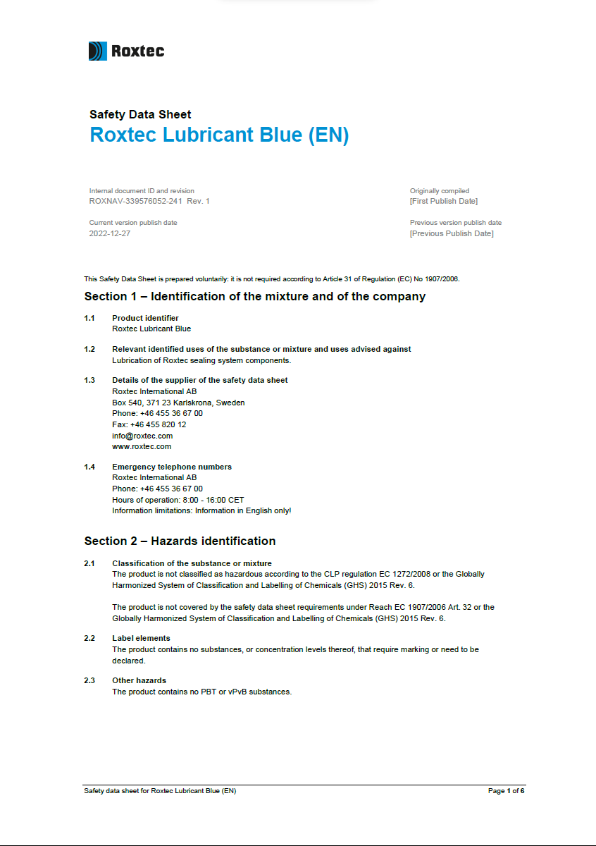 Roxtec Lubricant Blue (CN)